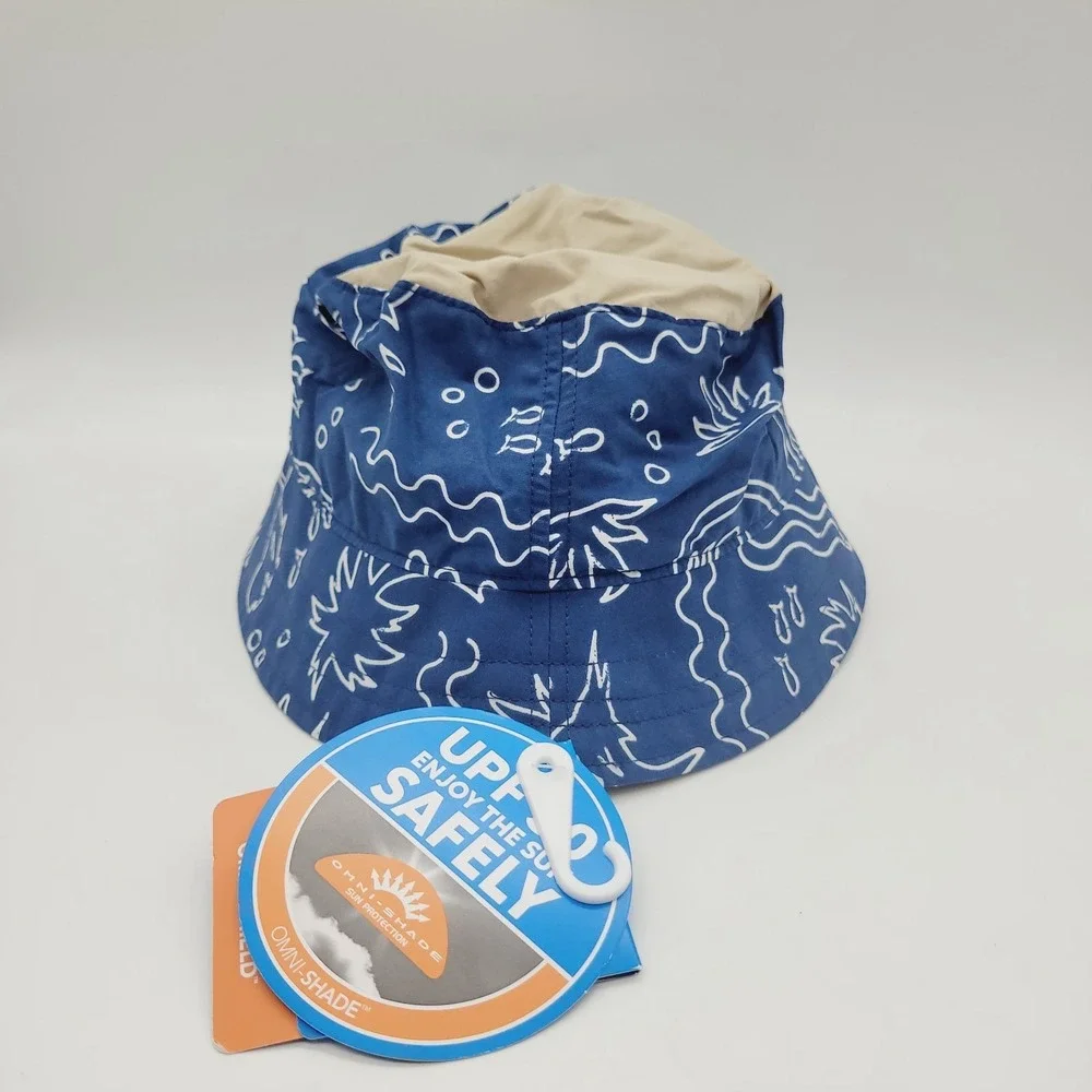 NEW Columbia PFG Bucket Hat Kids Youth Size S/M UPF 50 Lightweight Blue Fish